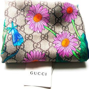 Authentic GUCCI New Flora print GG silk scarf  34”
